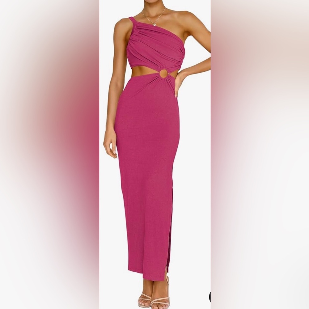 Elegant Red One-Shoulder Maxi Dress